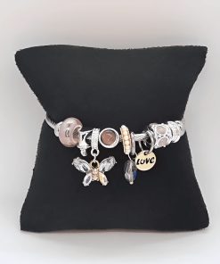 Kelebek Figürlü Renkli Charmlı Pandora Çelik Bileklik