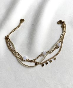 Üçlü Çelik Yıldız Gold Renk Bileklik
