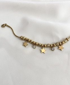 Yıldız Çelik Gold Renk İnce Bileklik