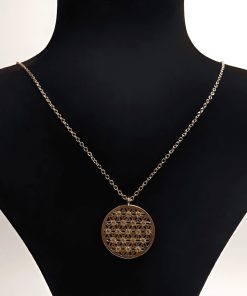 Taşlı Yaşam Çiçeği Gold Renk Kolye