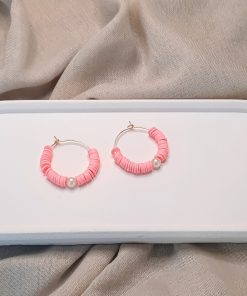 Pembe Renk Fimo Boncuk Küpe