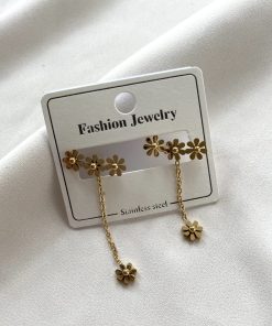 Papatya Gold Renk Çelik Küpe