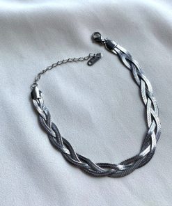 Örgü Model Gümüş Renk Çelik Bileklik
