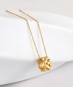 Gold Renk Baget Silindir Çelik Kolye
