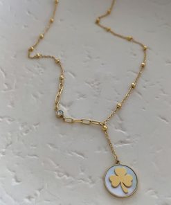 Topçuklu Zincir 60 cm Yonca Kolye