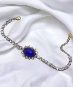 Safir Zirkon Taşlı Çelik Bileklik