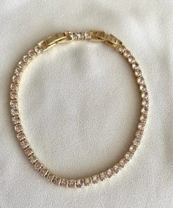 3 mm Zirkon Gold Renk Su Yolu Bileklik